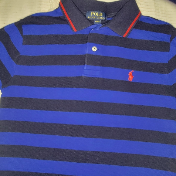 BOYS BLACK AND BLUE STRIPED SHIRT BY RALPH LAUREN WITH  size 10-12 - Picture 1 of 4